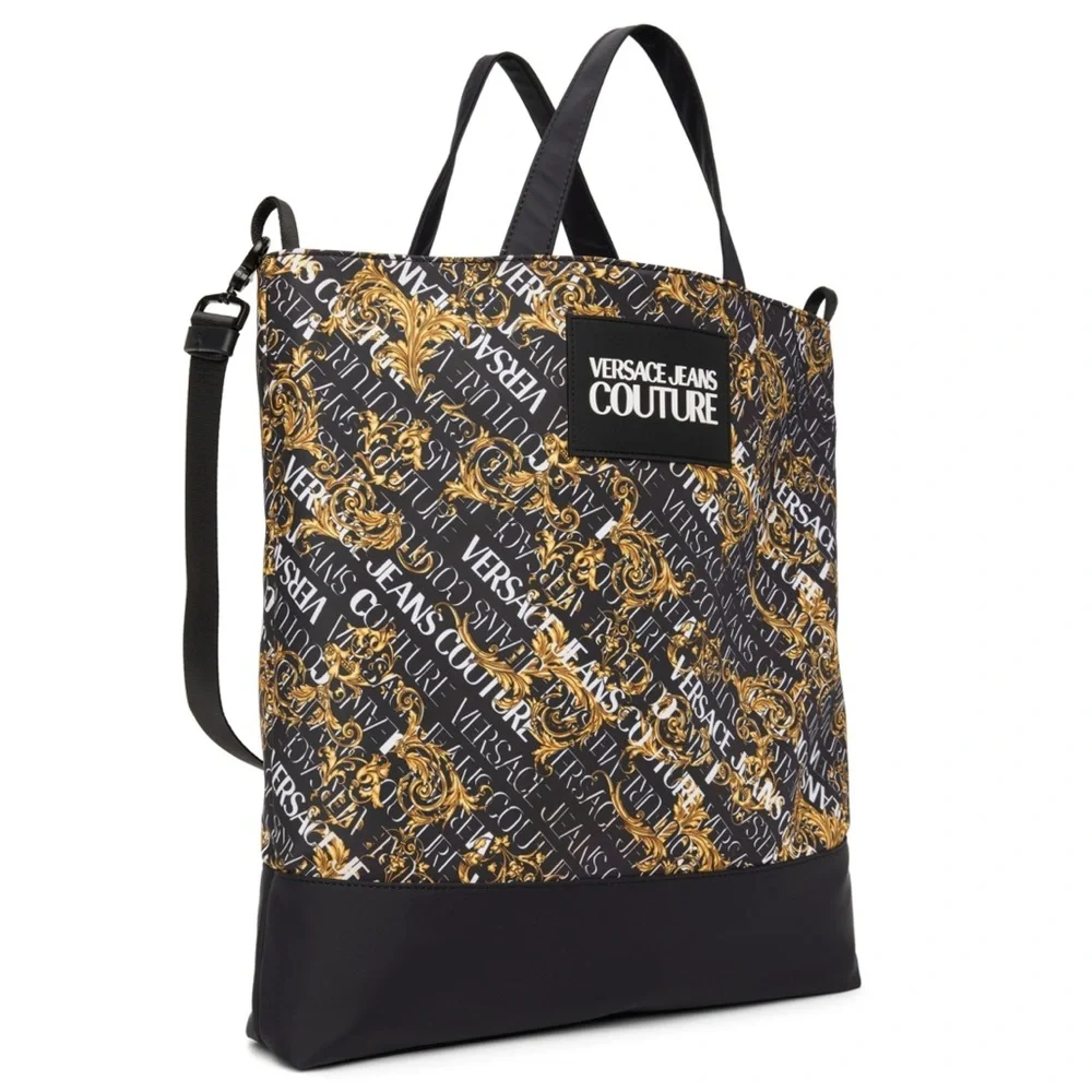 Versace Jeans Couture Black Baroque Logo Bag